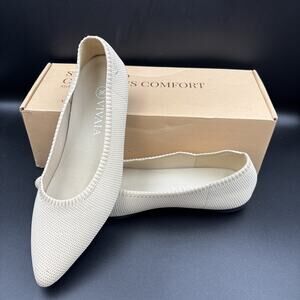 Vivaia Aria Flats Women's 8.5 39 Cream Ivory Pointed Toe Slip On Comfort Shoes
